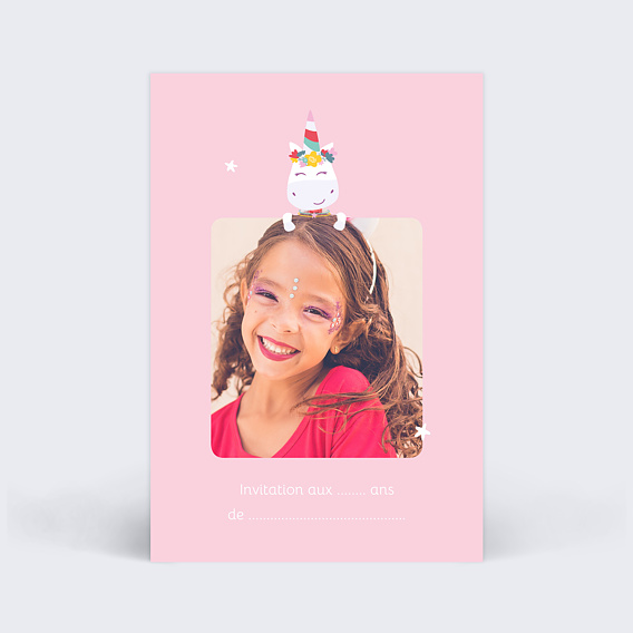 Invitation anniversaire enfant Licorne Arc-en-ciel Photo