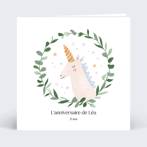 Invitation anniversaire enfant Licorne Couronne