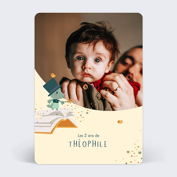 Invitation anniversaire enfant Lilliputiens x Popcarte - Joe le dragon