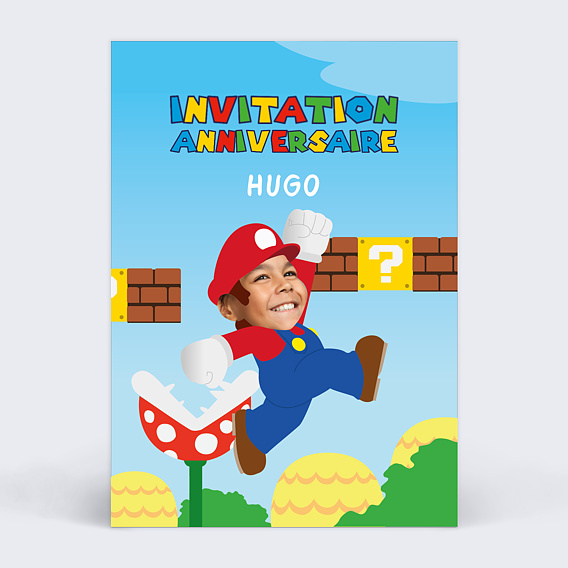 Super mario invitation anniversaire, invitation personnalisée Super Mario -   France