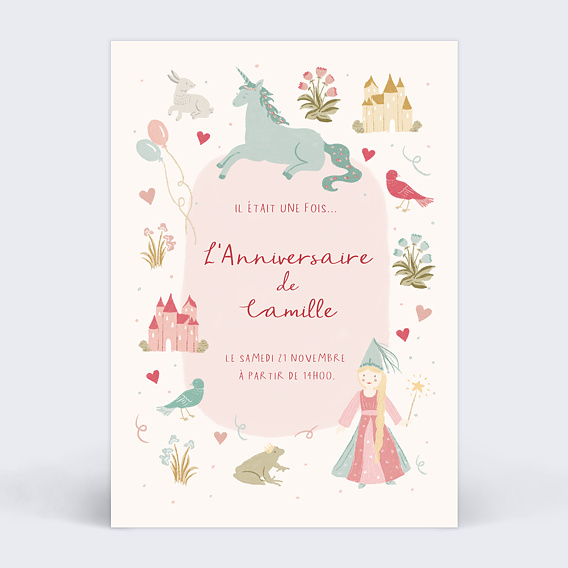 Invitation anniversaire enfant Monde Enchanté