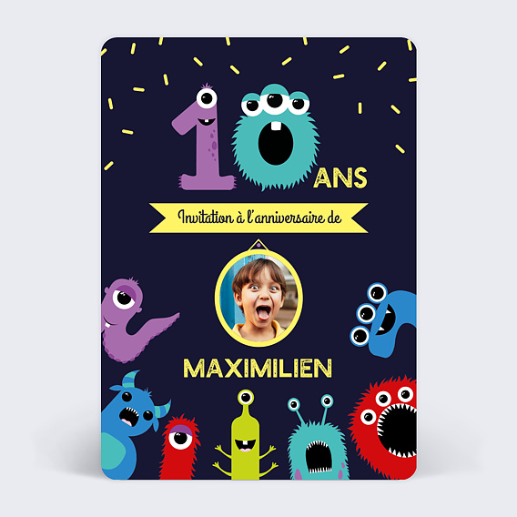 Invitation anniversaire enfant Monstre