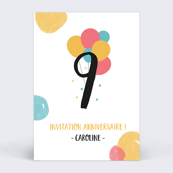 Invitation Anniversaire Enfant Multicolore - Popcarte