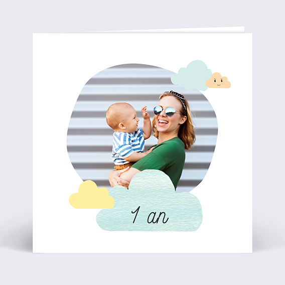 Invitation anniversaire enfant Nuages Doux