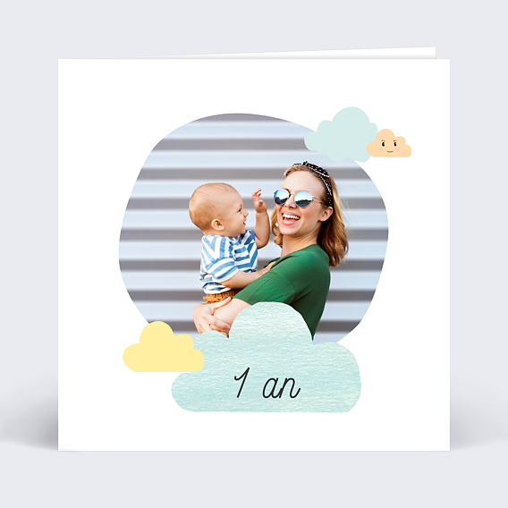 Invitation Anniversaire Enfant Nuages Doux