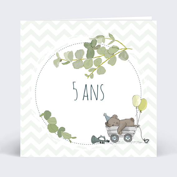 Invitation Anniversaire Enfant Ourson trompette