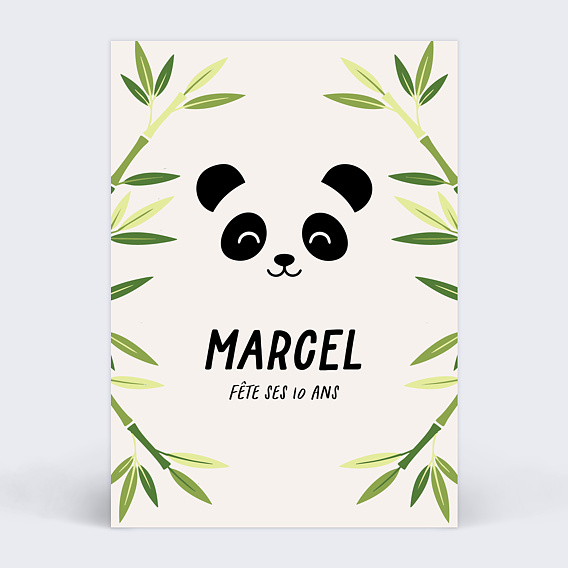 Invitation anniversaire enfant Panda souriant