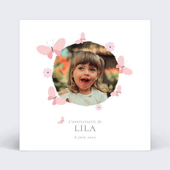 Invitation anniversaire enfant Papillon Féerique