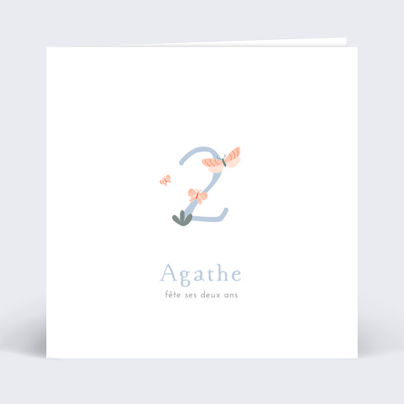 Invitation anniversaire enfant Papillons