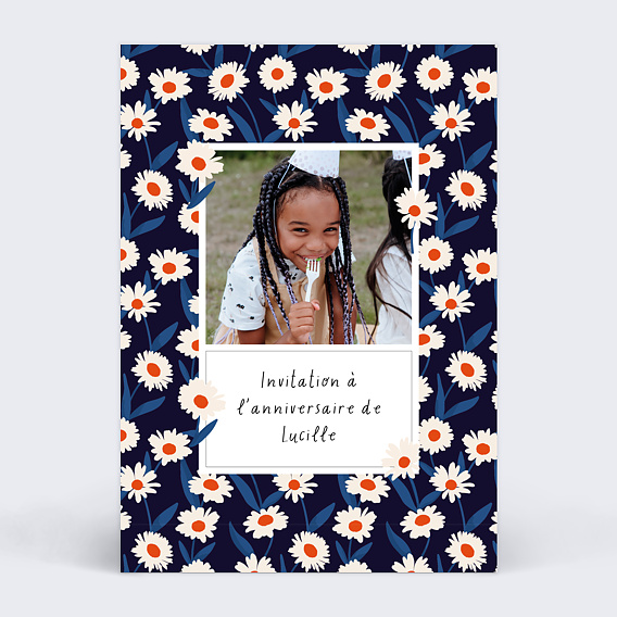 Invitation anniversaire enfant Pâquerettes
