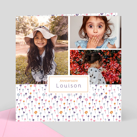 Invitation Anniversaire Enfant Parterre de fleurs