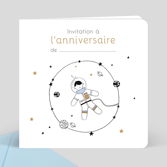 Carte d'Invitation Anniversaire Enfant Petit Astronaute