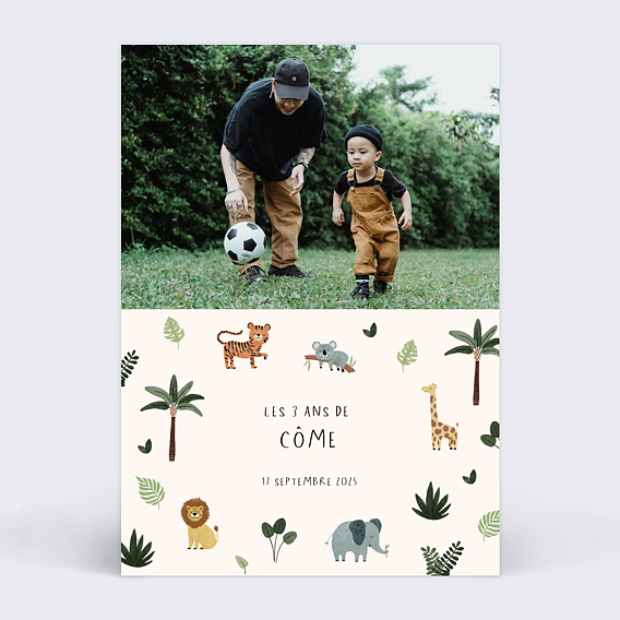 Invitation anniversaire enfant Petite Jungle