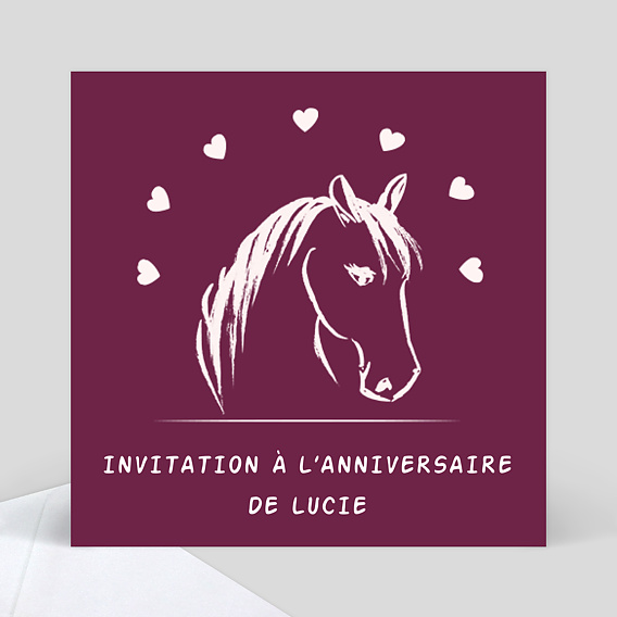 Carte d'invitation anniversaire poney