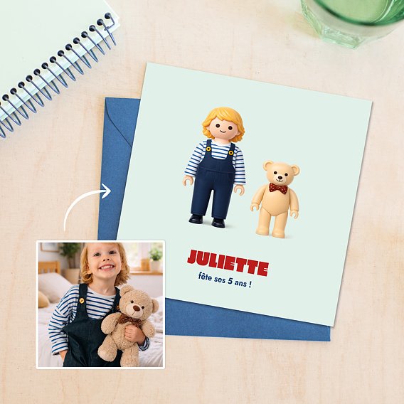 Invitation anniversaire enfant Portrait en figurine