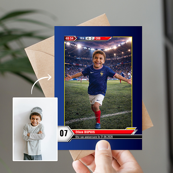 Invitation anniversaire enfant Portrait en footballeur