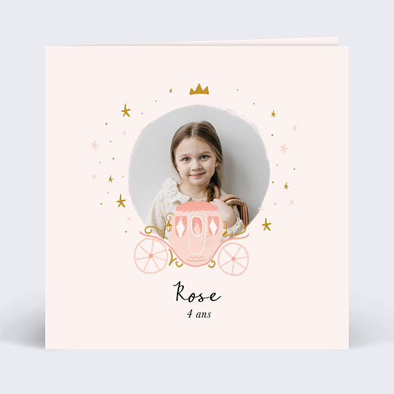 Invitation anniversaire enfant Princesse Carrosse