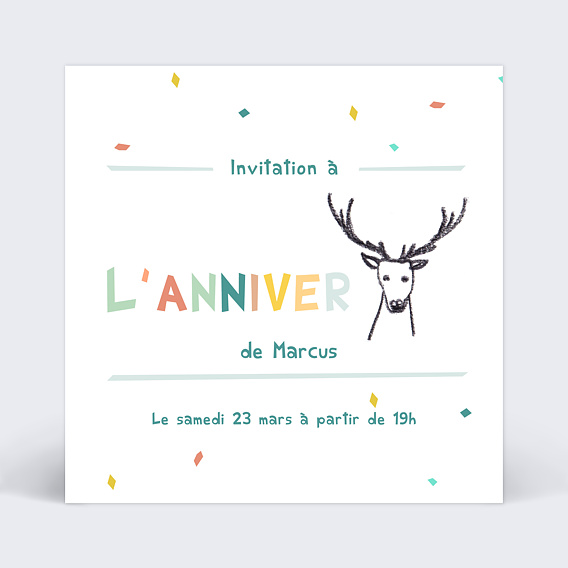 Invitation Anniversaire Enfant Rébus cerf