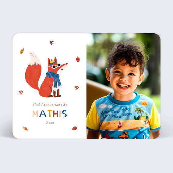 Invitation anniversaire enfant Renard Garçon