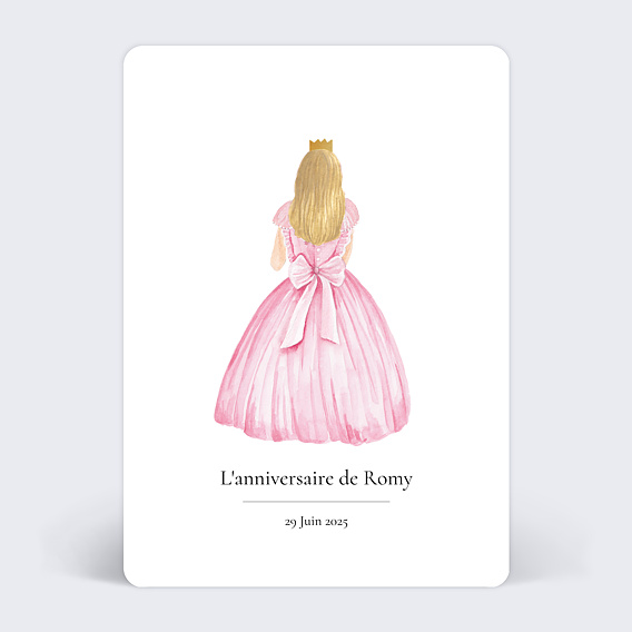 Invitation anniversaire enfant Robe princesse blonde