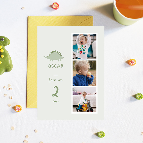 Invitation anniversaire enfant Petit Dinosaure Après 1
