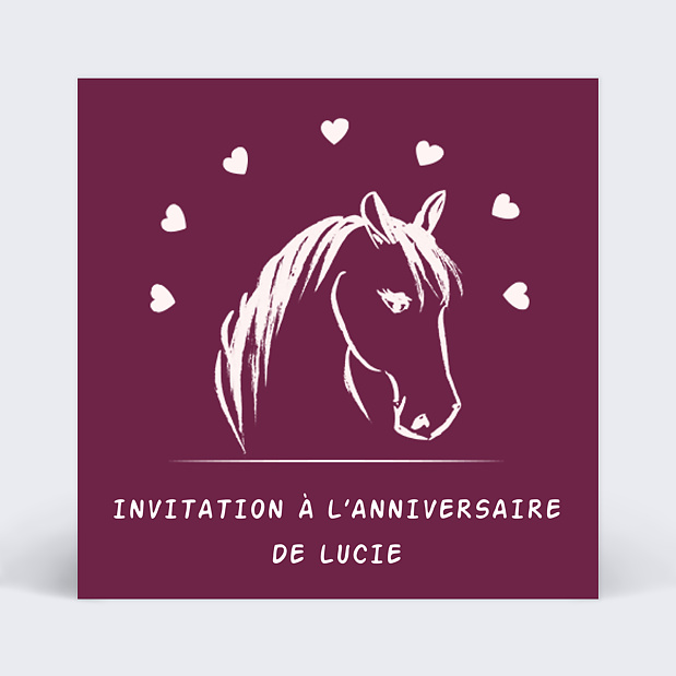 Carte d'invitation anniversaire poney