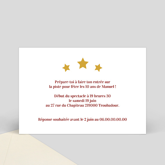 Invitation anniversaire enfant Cirque Verso