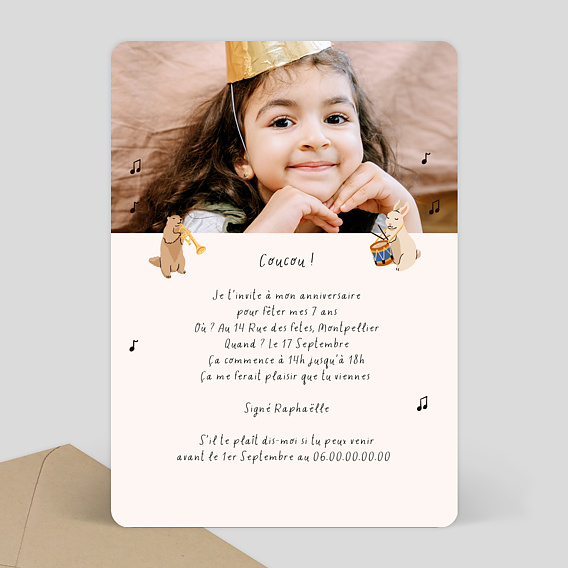 Carte d'invitation anniversaire enfant Animaux de la forêt - Fête