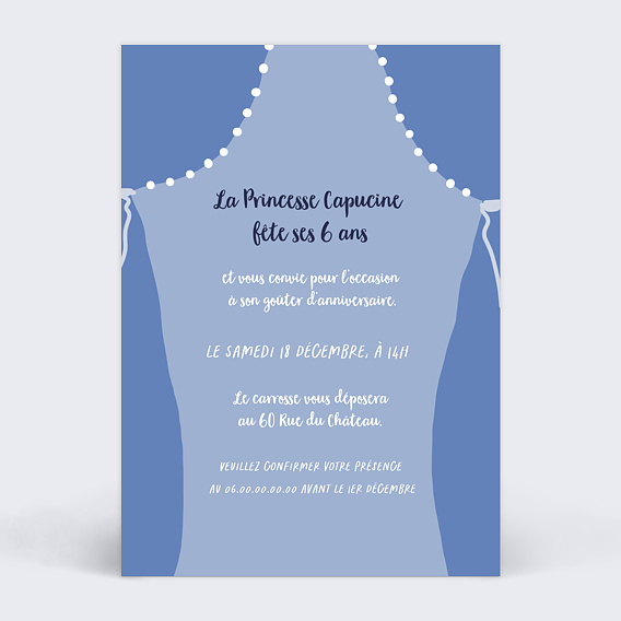 Invitation anniversaire enfant Carrosse de Princesse Verso
