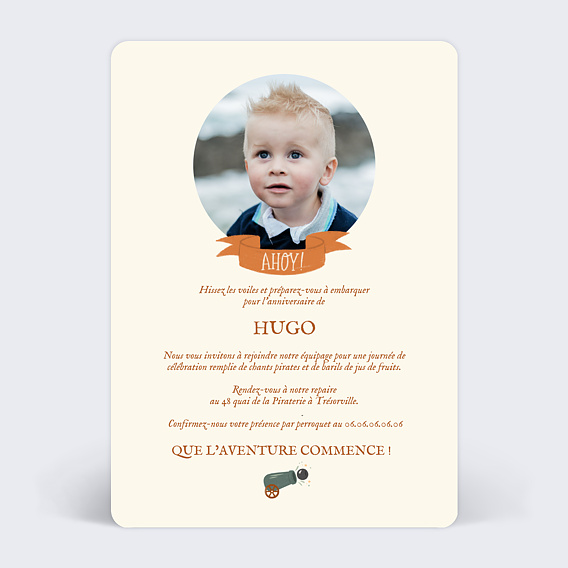 Invitation anniversaire enfant Chasse au trésor Verso