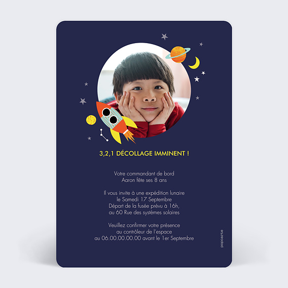 Invitation anniversaire enfant Décollage Imminent Verso