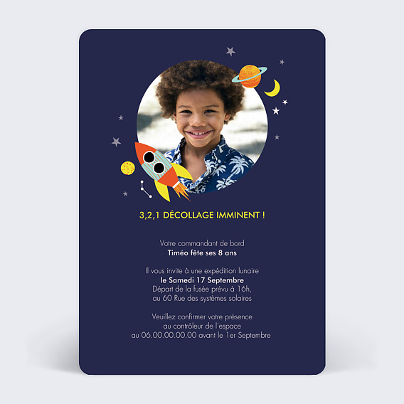 Invitation anniversaire enfant Extraterrestre Verso