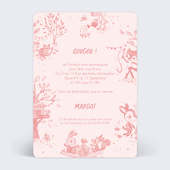 Invitation anniversaire enfant Lilliputiens Léna la licorne Verso