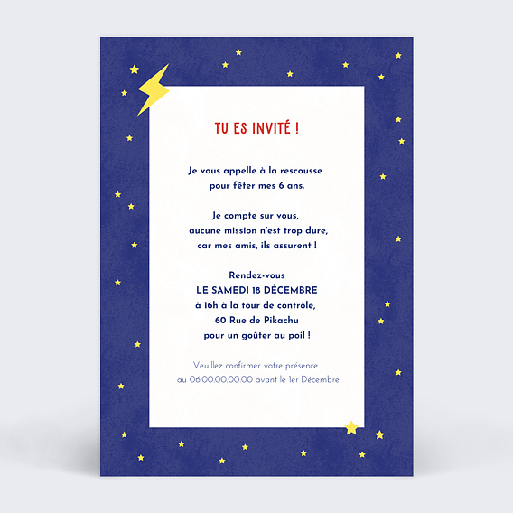 Invitation anniversaire enfant Meilleur Dresseur Verso