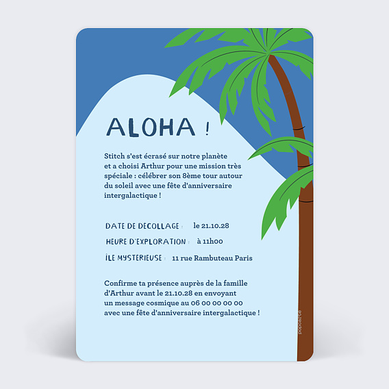 Invitation anniversaire enfant Ohana Verso