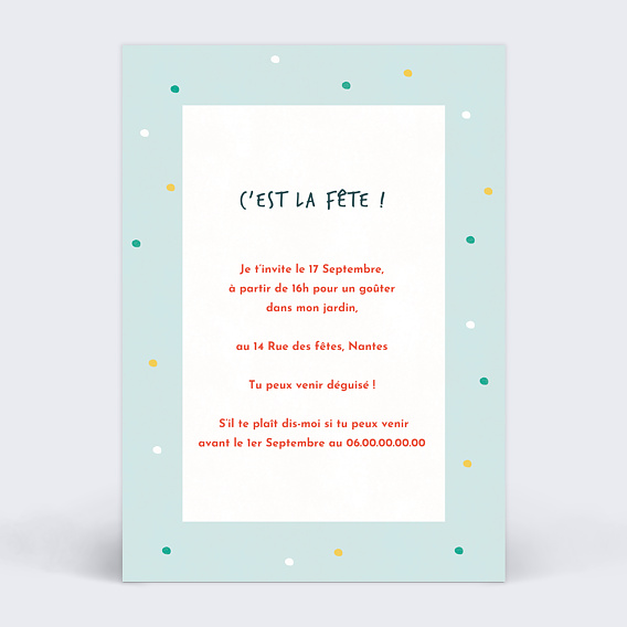 Invitation anniversaire enfant Petit Robot Verso