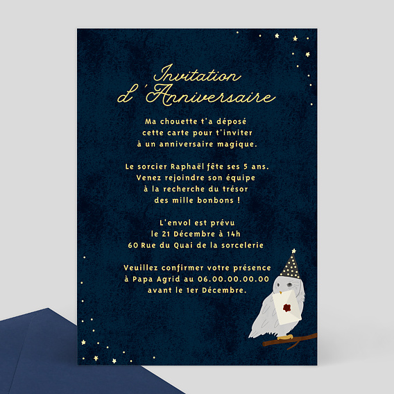 Cartons d'invitation pour inviter à un anniversaire enfant