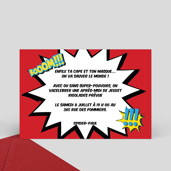 Invitation anniversaire enfant Spider Anniversaire Verso