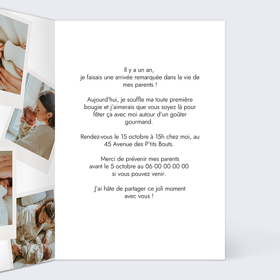 Invitation Anniversaire Enfant Pèle-Mêle Polaroïd