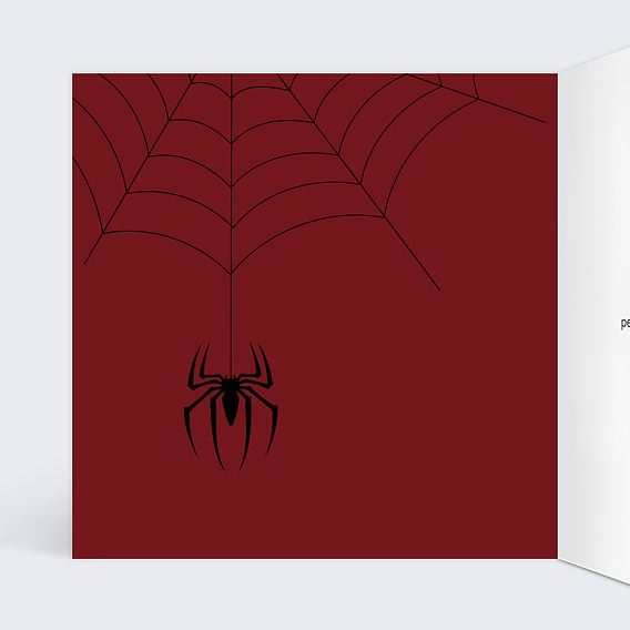 Invitation anniversaire enfant Masque Araignée Intérieur Gauche