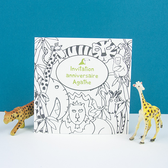 Invitation anniversaire enfant Coloriage Jungle Après 1