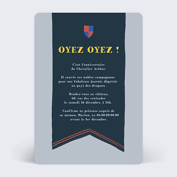 Invitation Anniversaire Enfant Chevalier et Dragon