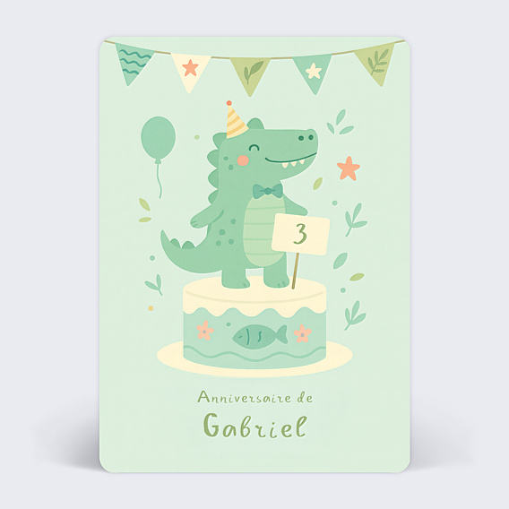Invitation anniversaire enfant Gâteau crocodile