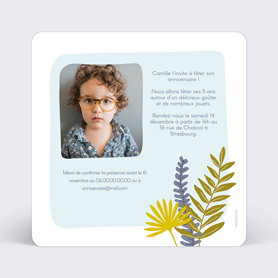 Invitation anniversaire enfant Paresseux Original Verso