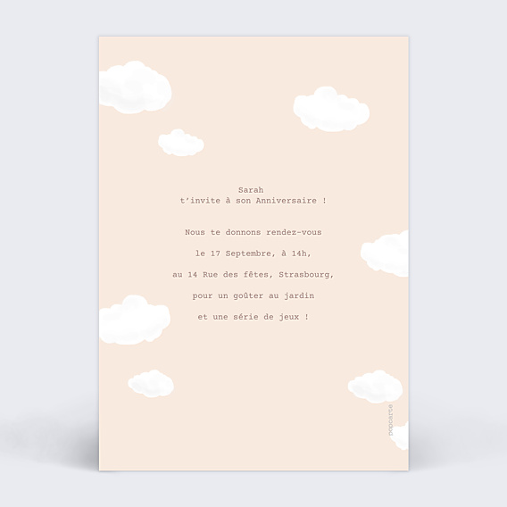 Invitation Anniversaire Enfant Nuage Arc-en-ciel