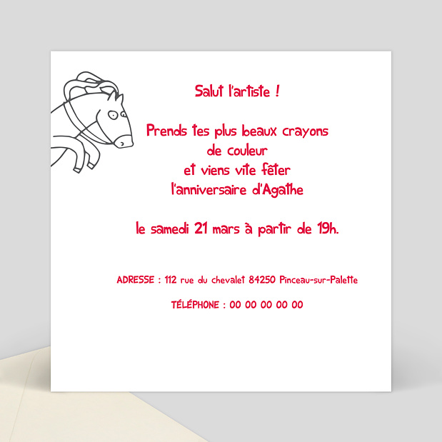 Carte d'invitation anniversaire coloriage château Verso