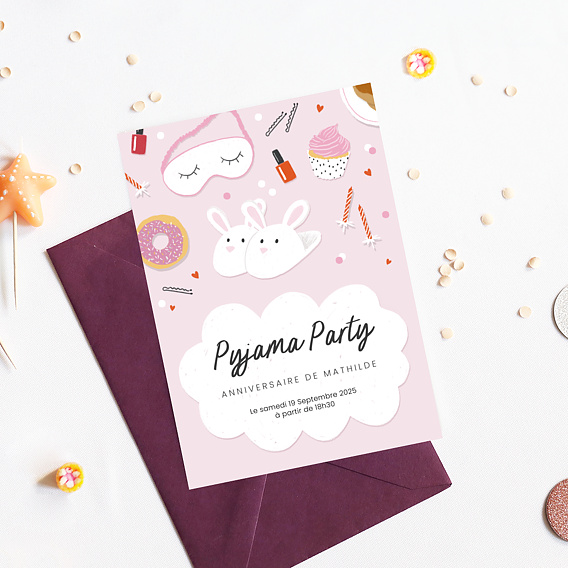 Invitation anniversaire enfant Soirée Pyjama Après 1