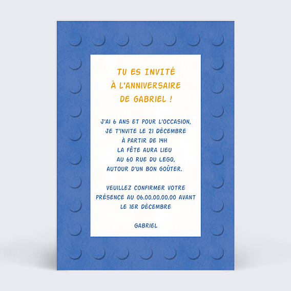 Invitation Anniversaire Enfant Jeu de Construction