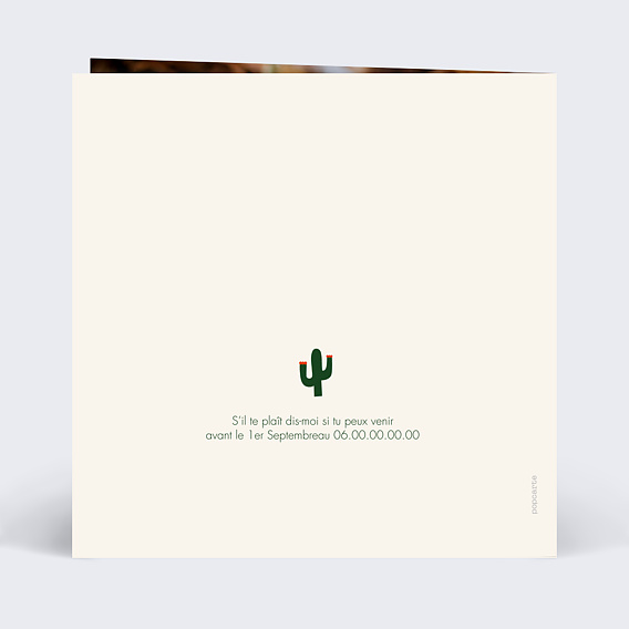 Invitation anniversaire enfant Dinosaure Jaune Verso