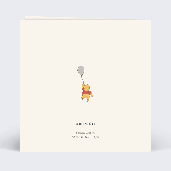 Invitation anniversaire enfant Gentil Ourson Verso